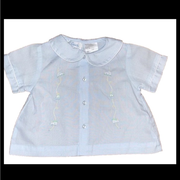 Two piece embroidery baby blue with white trim.Heirloom, portrait, classic - Picture 2 of 13